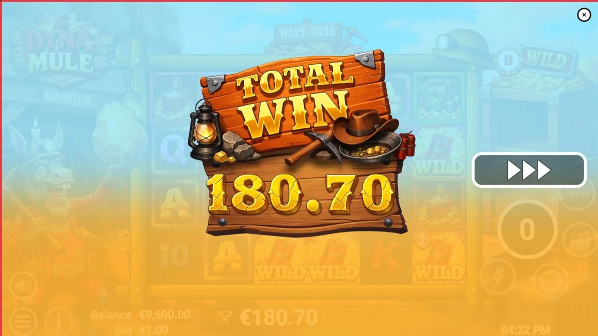Tampilan visual slot Dyna Mule dengan tema pertambangan dan mekanis