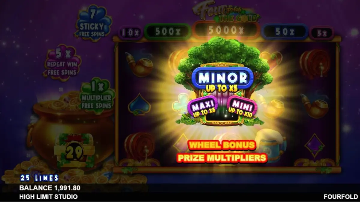 Leprechaun di luar angkasa dalam slot Fourfold the Gold